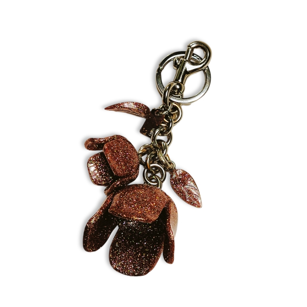 Coach | Bag Charm | Key Chain | Tea Rose | Pink roses with pink leaves - Picture 2 of 3